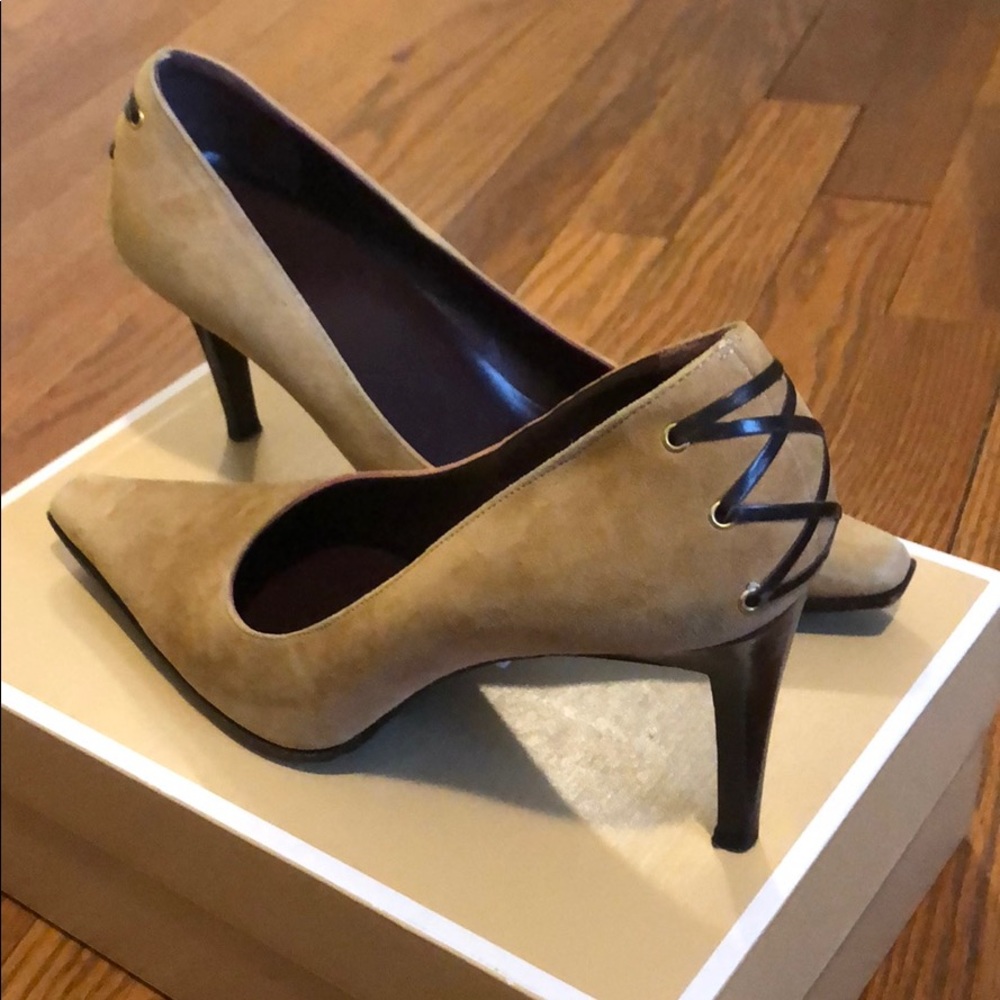 Coach light brown suede heels